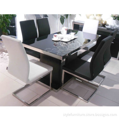 Dining table with tempered glass